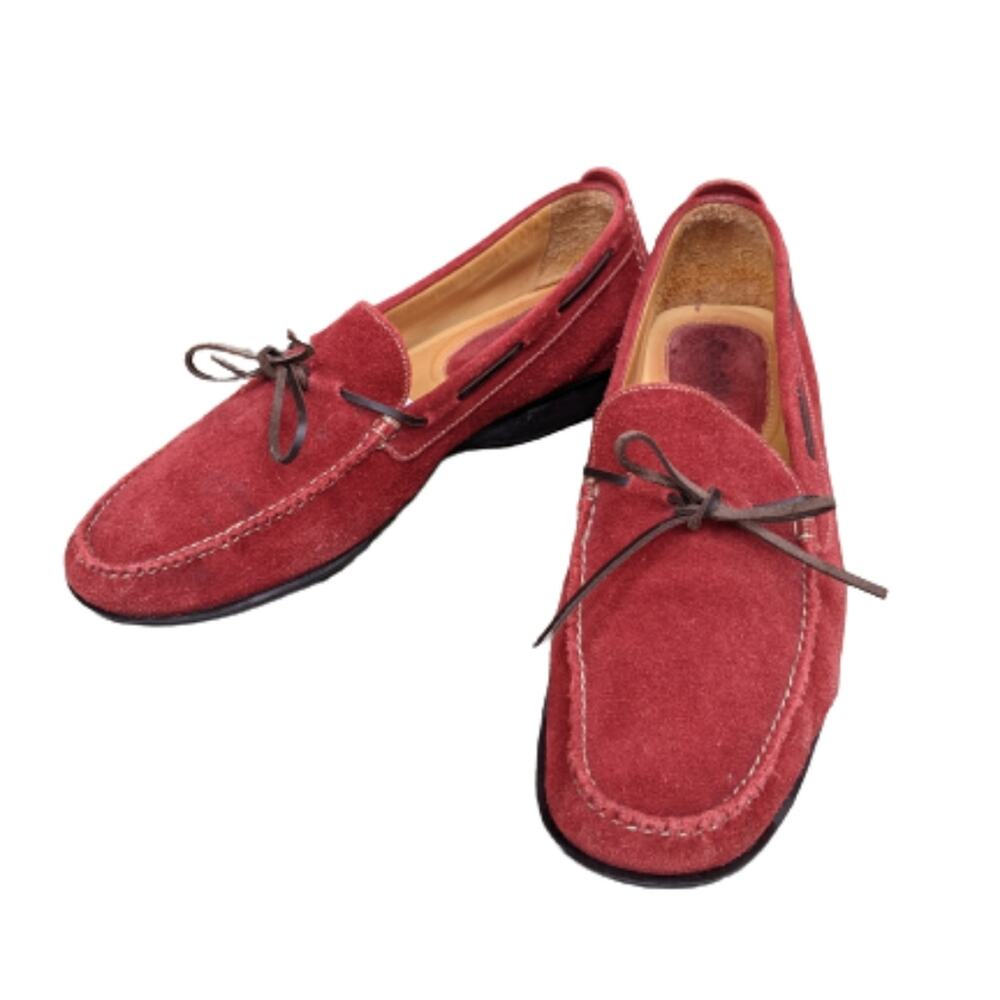 Cole Haan Red Suede Moccasin Loafers 9 - Picture 2 of 10